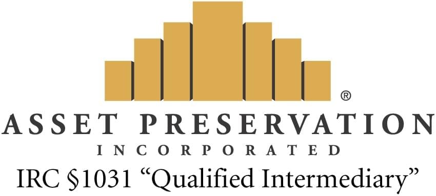 Asset Preservation Incorporated logo with gold rectangular shapes above the company name and the text “IRC §1031 ‘Qualified Intermediary’” below.