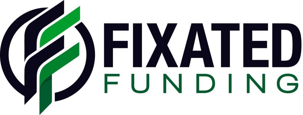 Logo for Fixated Funding featuring a stylized "F" design in black and green, with the company name "FIXATED FUNDING" in bold black and green text.