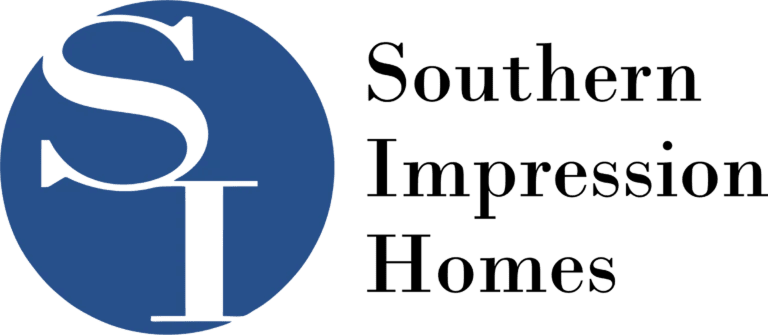 Logo for Southern Impression Homes featuring large white letters "SI" inside a blue circle, with the company name in black text stacked to the right.