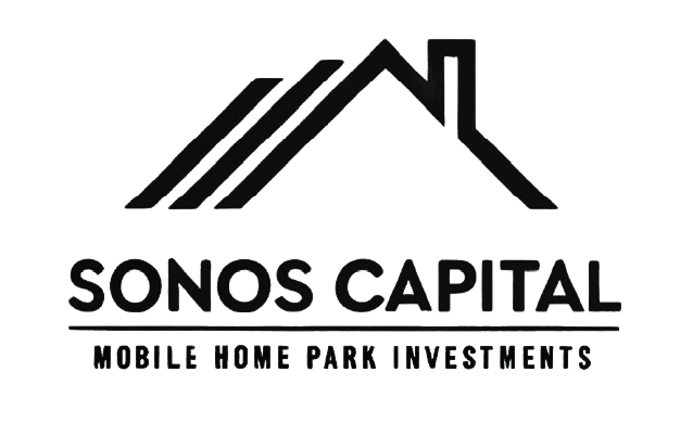Black and white logo with a stylized house roof above the words "SONOS CAPITAL" and "MOBILE HOME PARK INVESTMENTS" in bold, uppercase text.