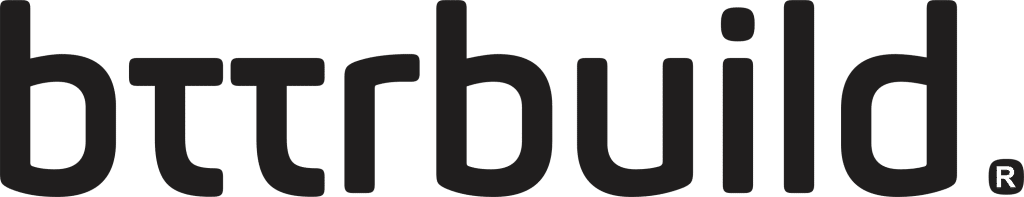 Black stylized text logo reads "bttrbuild" on a white background, with a registered trademark symbol at the end.