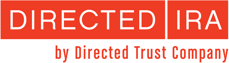 Logo featuring the words "DIRECTED IRA" in white text on a red background, with "by Directed Trust Company" written below in red.