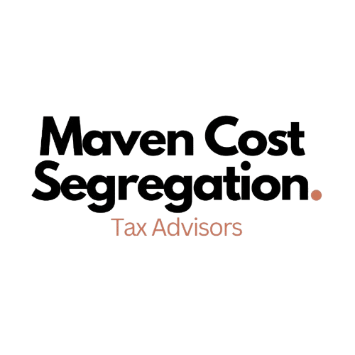 Maven Cost Segregation. Tax Advisors" text logo in black and brown on a light gray background.