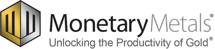 Monetary Metals logo with a gold and silver cube icon and the tagline "Unlocking the Productivity of Gold.