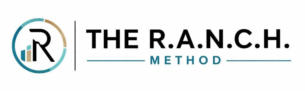 Logo for "The R.A.N.C.H. Method" with a stylized "R" inside a circular icon on the left and text in bold letters to the right.