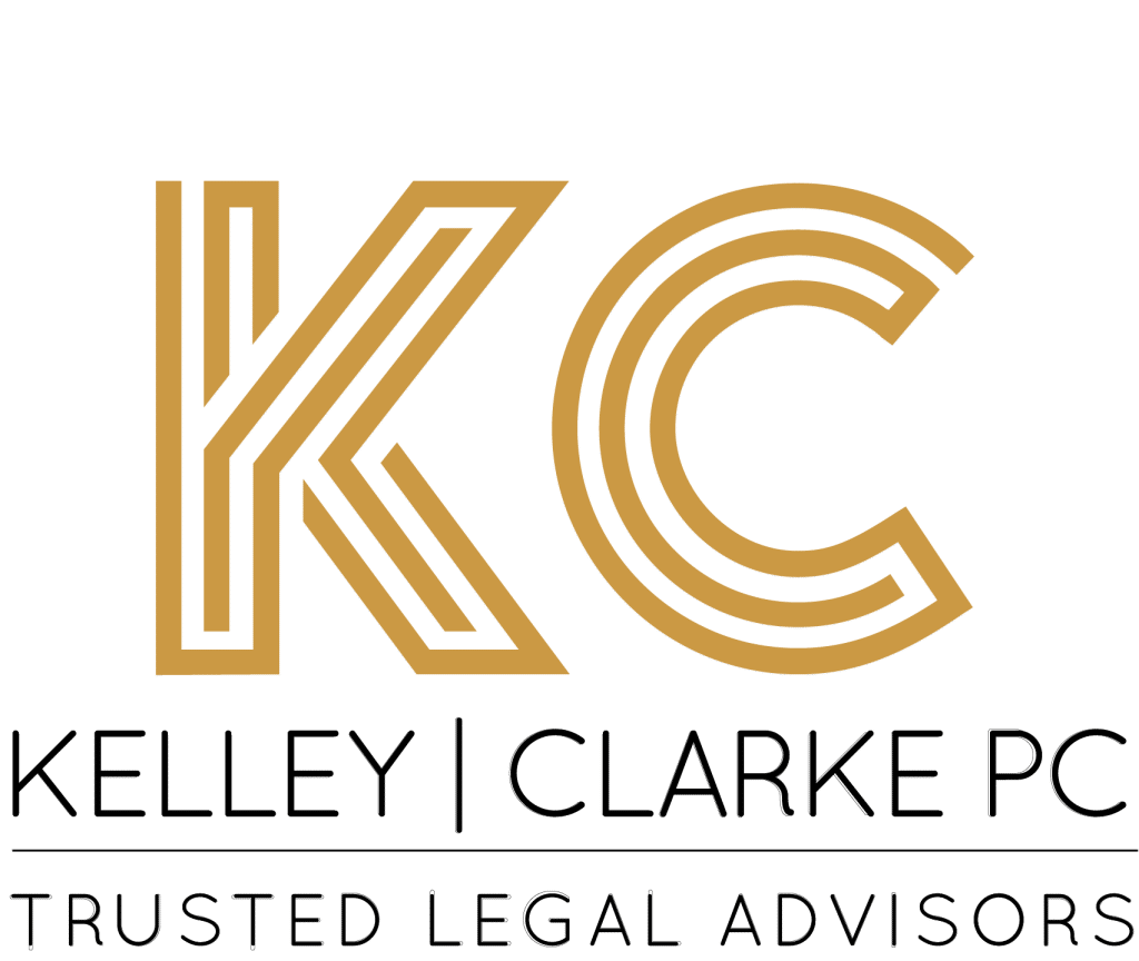 Logo featuring large gold letters "KC" above the text "Kelley | Clarke PC" and "Trusted Legal Advisors" in black on a white background.