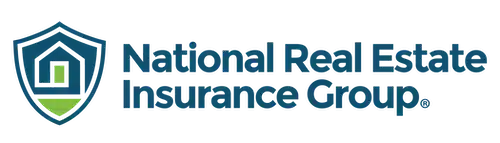 Logo of National Real Estate Insurance Group with a blue shield and house icon next to the company name in blue text.