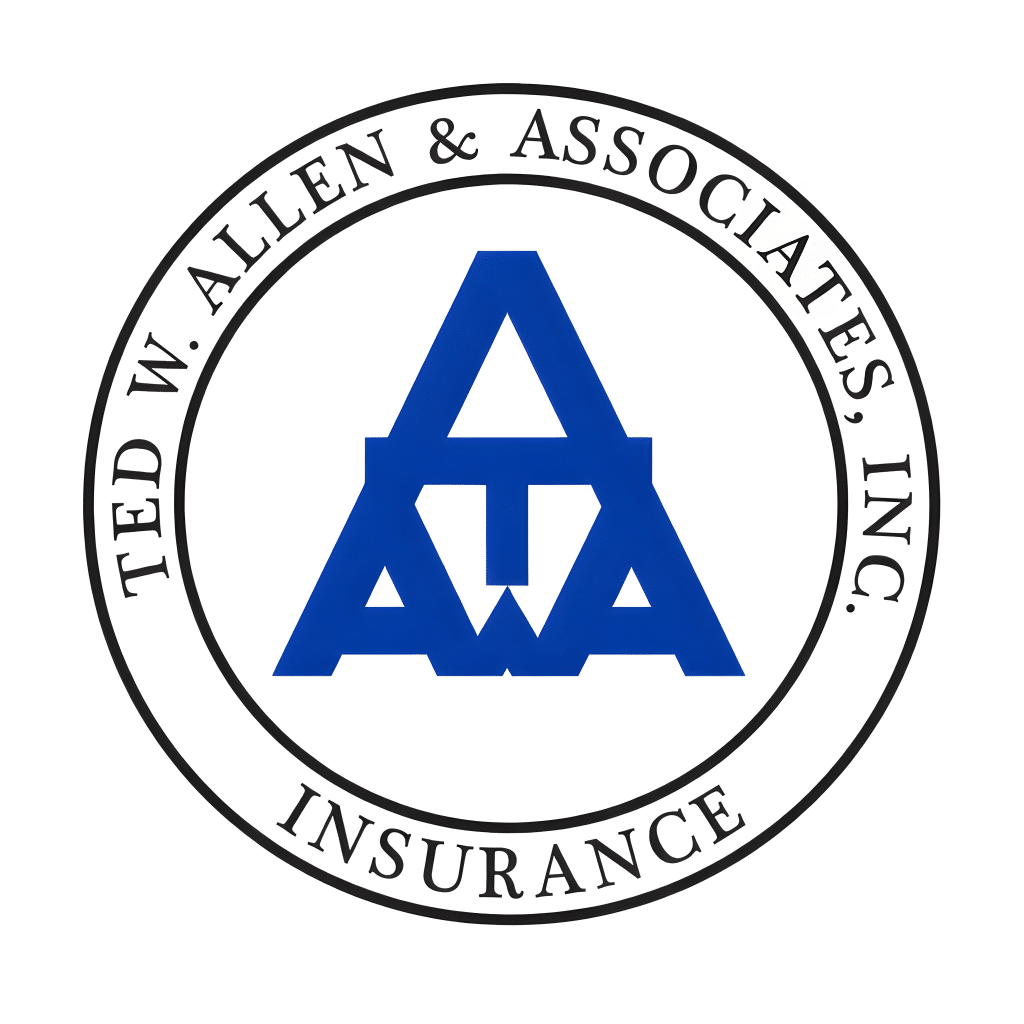 Logo of Ted W. Allen & Associates, Inc. Insurance, with the initials "TWAA" in blue, encircled by the company name in black text.