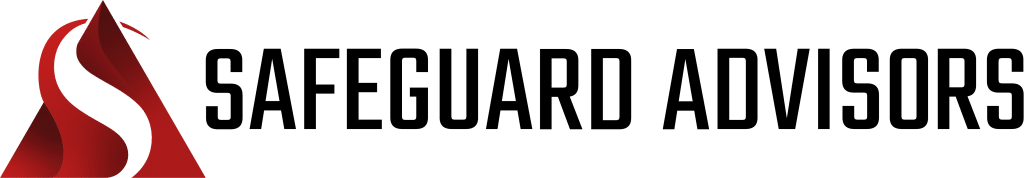 Safeguard Advisors logo with a stylized red "S" inside a triangle on the left and the company name in bold black letters on the right.